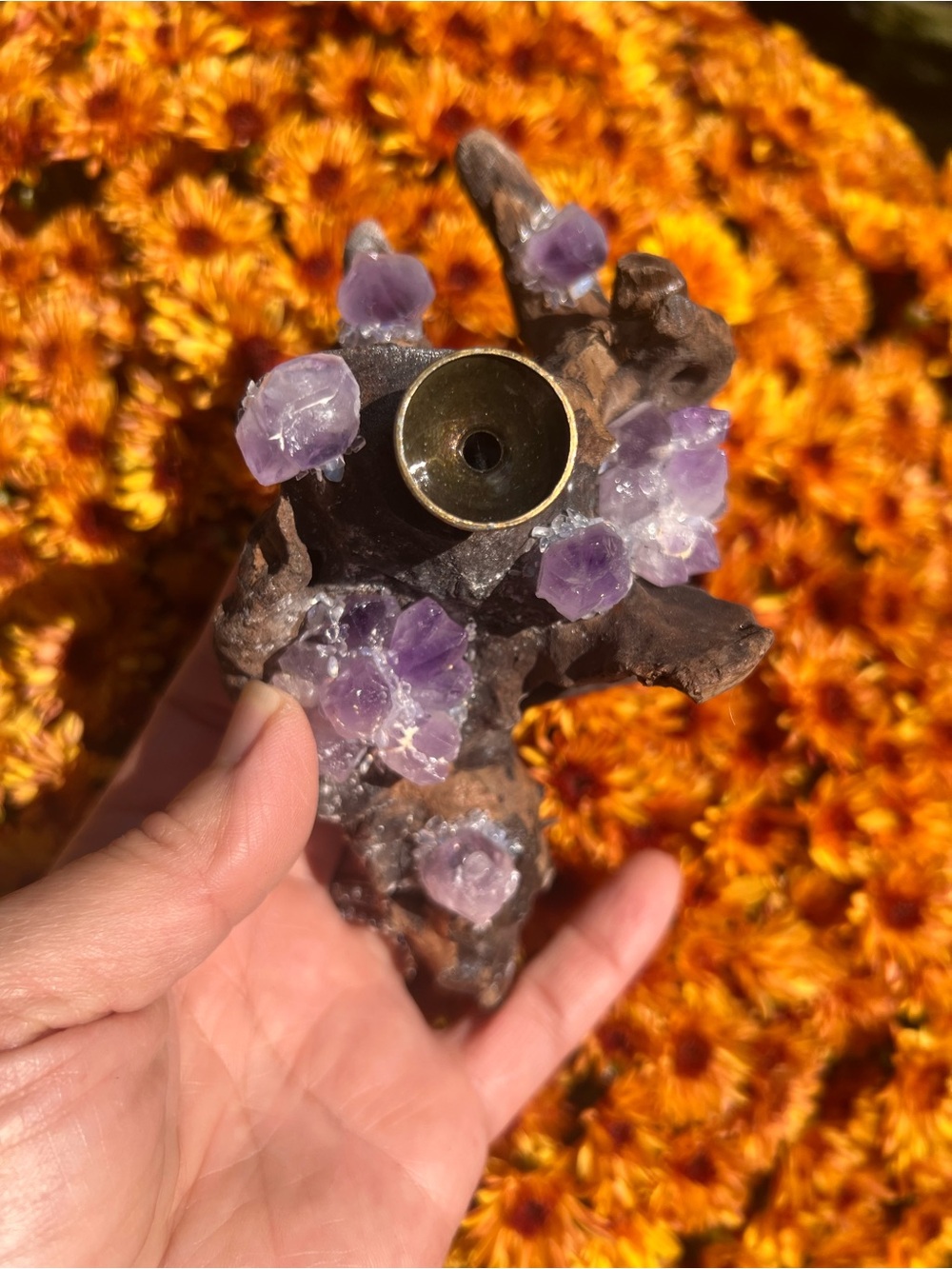 Amethyst (13) 1 sphere wooden stand holder | Crystal